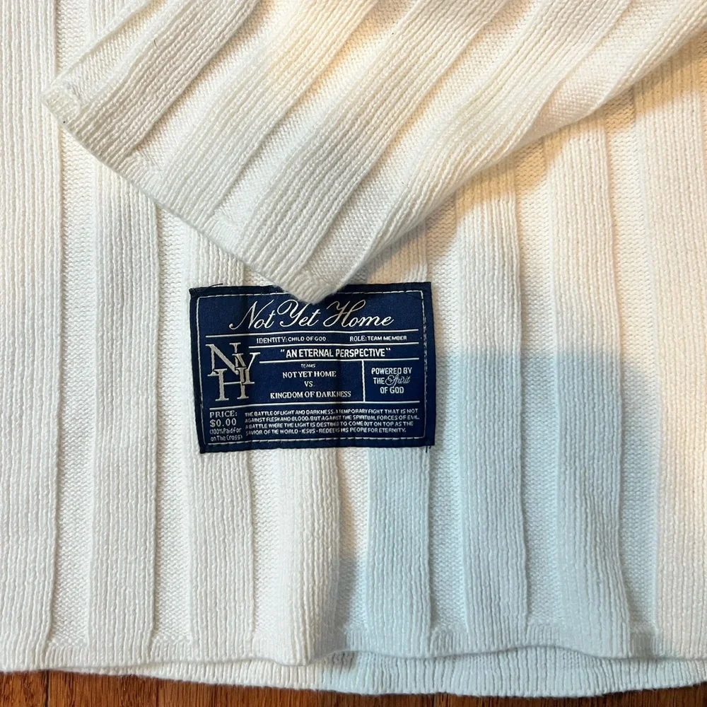 Not yet home ribbed white sweater child of god size large - Picture 2 of 5